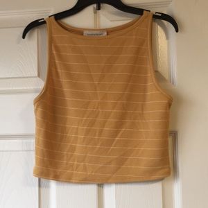 Yellow, white striped cropped tank top!